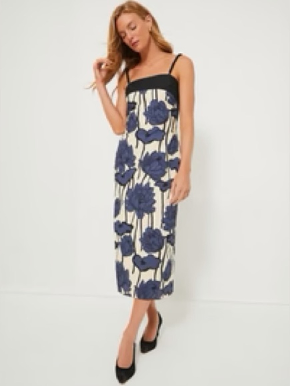 Tuckernuck Hyacinth House Navy & Cream Floral Cecily Midi Dress